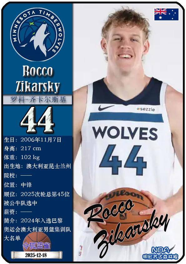 球星卡（NBA）：明尼苏达森林狼队17人一览（25/26赛季）