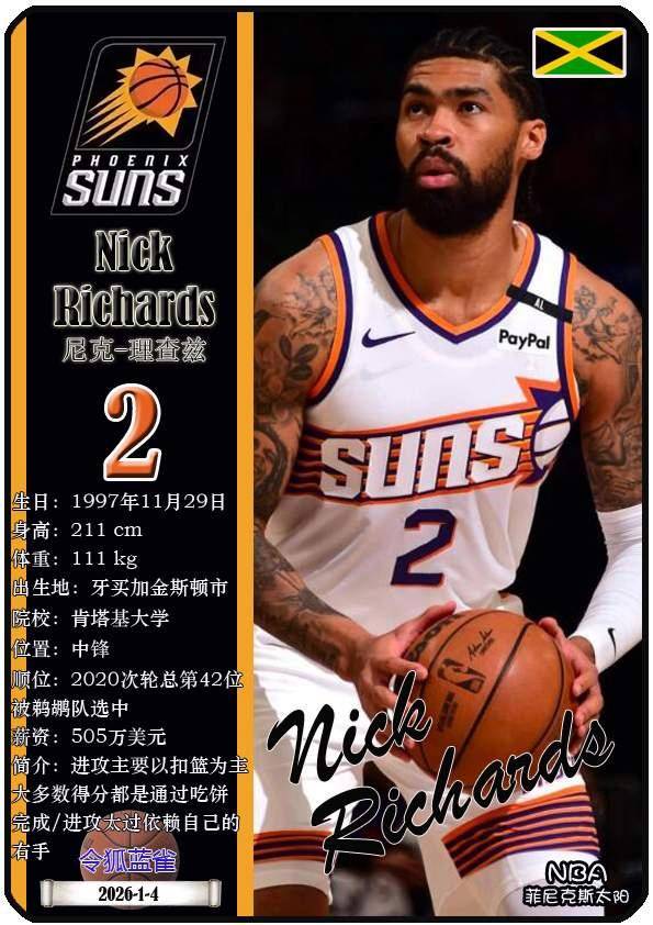 球星卡（NBA）：菲尼克斯太阳队17人一览（25/26赛季）